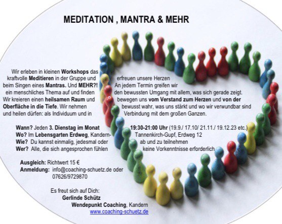 Workshop: Meditation, Mantra & mehr – Gerlinde (jeden 3. Di im Monat)